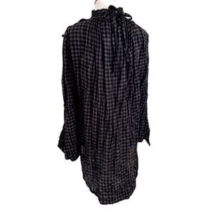 Malia Mills Y2K Gingham Victorian Romantic Tunic Top Ruffle Collar Size 2